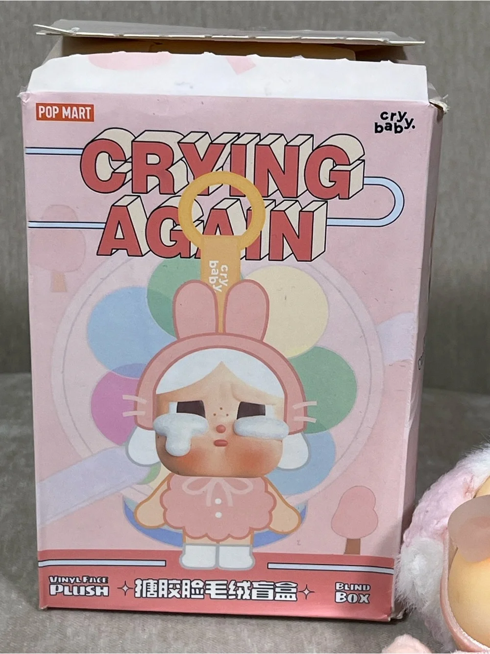 POP MART Crying Agent Pink Plush Keychain Card Holder